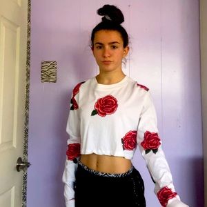 White Cropped Rose shirt